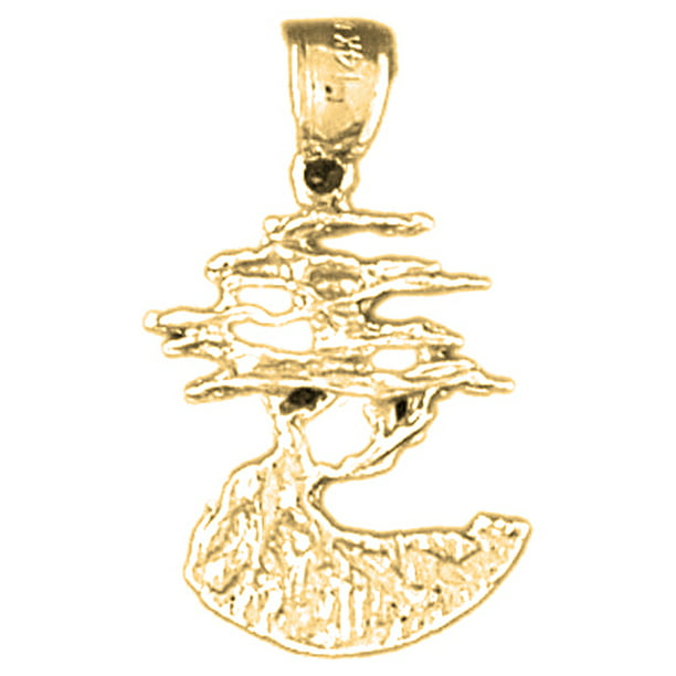 Jewels Obsession Monterey Cedar Tree Charm Pendant 14K White Gold Monterey Cedar Tree Pendant 21 mm 